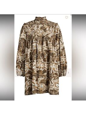 Ganni Tiger Eye  Swirl Print High-Neck Tunic Dress